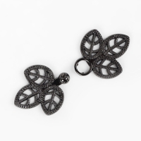 Декоративная застёжка &laquo;Листья&raquo;, 5,5 &times; 2,6 см, цвет чёрный