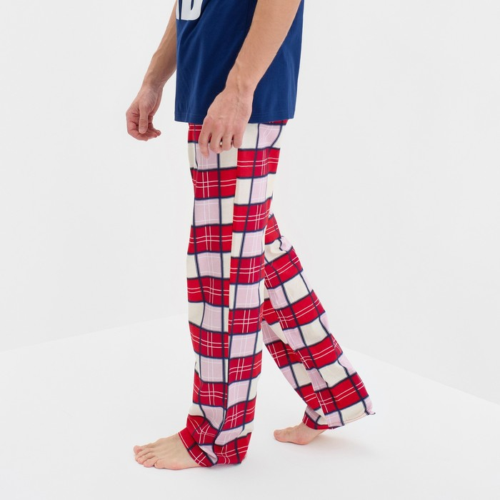 Пижама новогодняя мужская KAFTAN Пижама новогодняя мужская KAFTAN "Santa team", цвет синий/красный, размер 56