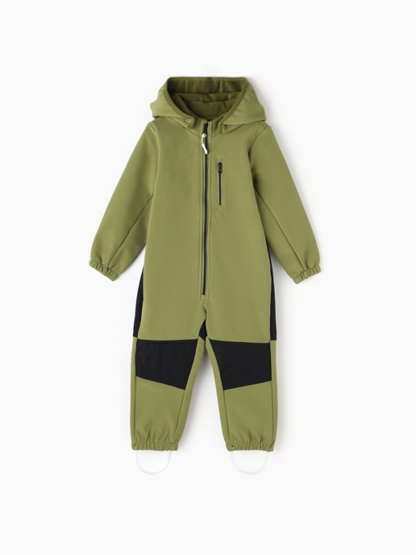 Комбинезон демисезонный для мальчиков MINAKU из Softshell на флисе, непромокаемый, оливковый, рост 110 см