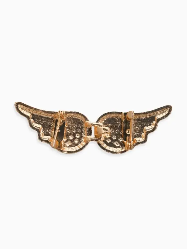 Зажим для кардигана "Ажур", крылья, цвет белый в золоте