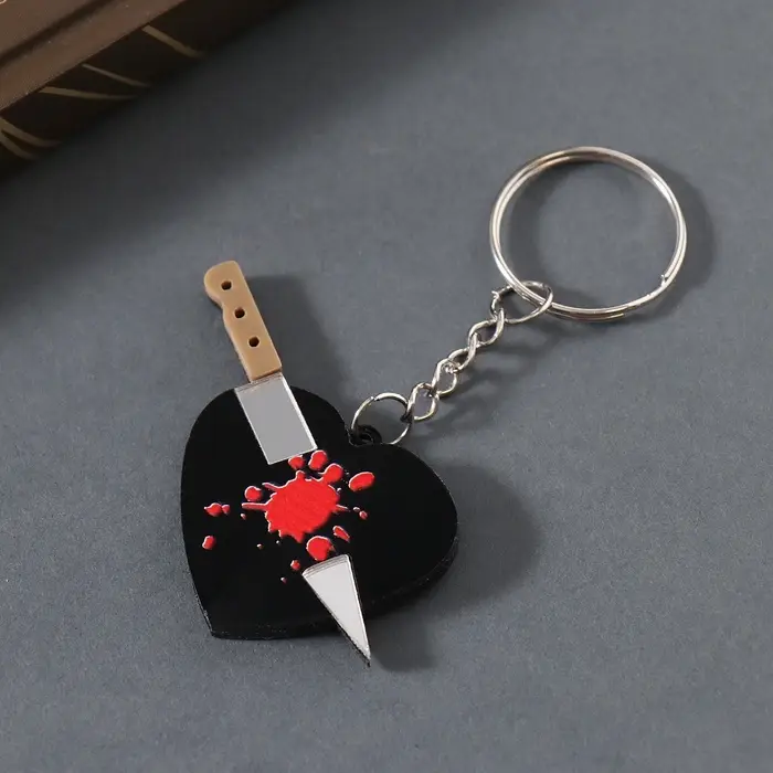 Брелок акрил зеркальный "Нож в сердце" 5,5х3,2х0,4 см