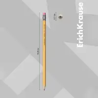 Карандаш чернографитный с ластиком, ErichKrause, Amber 101, НВ, дерево, шестигранный, в коробке, жёлтый корпус