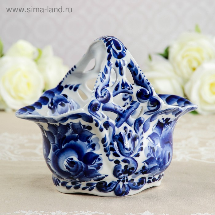 Конфетница &laquo;Весна&raquo;, 21&times;13&times;18 см, гжель