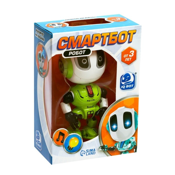 Робот &laquo;Смартбот&raquo;, реагирует на прикосновение, световые и звуковые эффекты, цвета зелёный