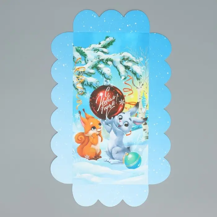 Коробка для кондитерских изделий с пластиковой крышкой &laquo;Зайка и белочка&raquo;, 10.5 х 21 х 3 см