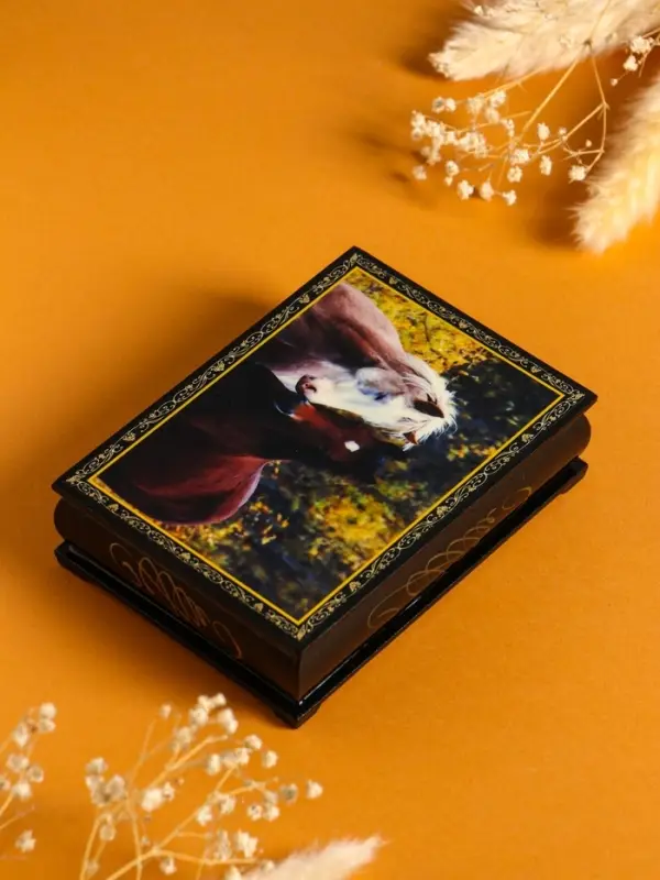 Шкатулка &laquo;Пара лошадей&raquo;, 10&times;14 см, лаковая миниатюра