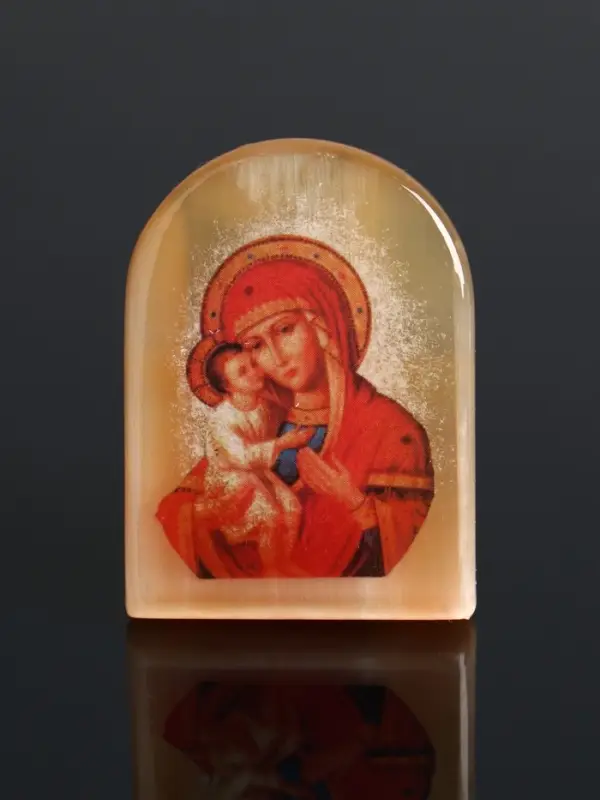 Владимирская икона Божией Матери, 6х5 см, селенит