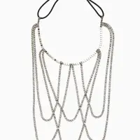 Цепочка на бедро бодичейн "Ярусы" со стразами, цвет белый в серебре