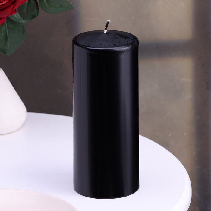 Свеча - цилиндр, 8х20 см, 90 ч, 795 г, черная