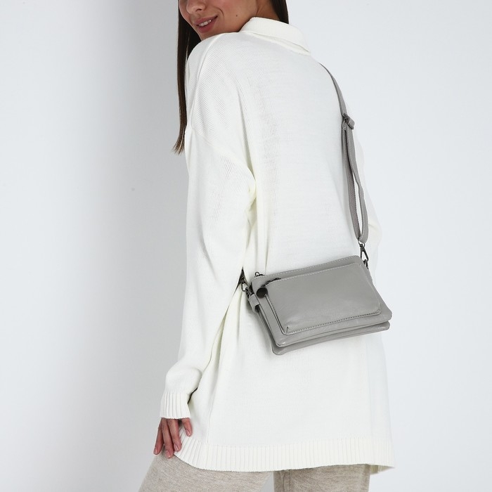 Сумка кросс-боди на молнии, цвет серый