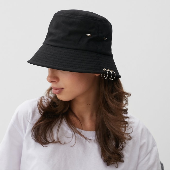 Панама MINAKU с кольцами, цвет чёрный, размер 56-58
