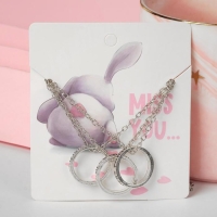 Кулоны &laquo;Неразлучники&raquo; три кольца, цвет серебро, 45 см