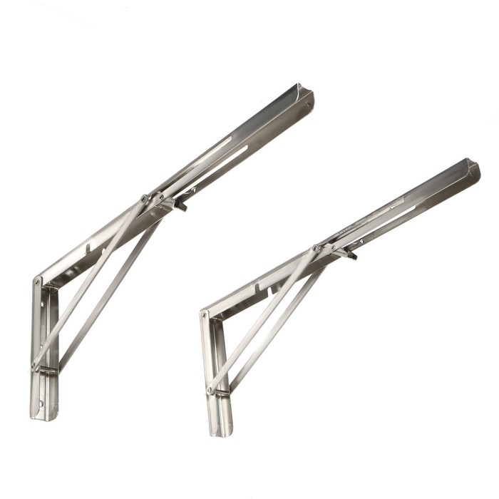 Кронштейн складной для столов и полок ТУНДРА, 2 шт., длина 450 мм, нержавеющая сталь Кронштейн складной для столов и полок ТУНДРА, 2 шт., длина 450 мм, нержавеющая сталь