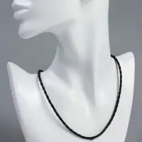 Шнурок кожаный d=3 мм, 45 см, чёрный в золоте, косичка