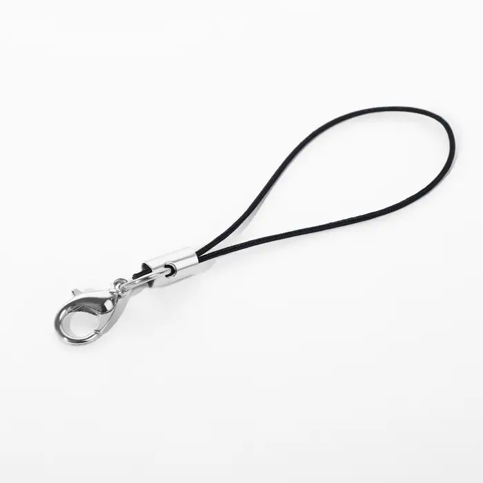 Основа для брелока на нитке с карабином 6см набор 100 шт чёрный/серебряный