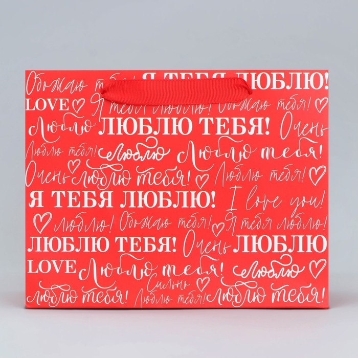 Пакет подарочный ламинированный горизонтальный, упаковка, &laquo;Люблю&raquo;, MS 23 х 18 х 10 см