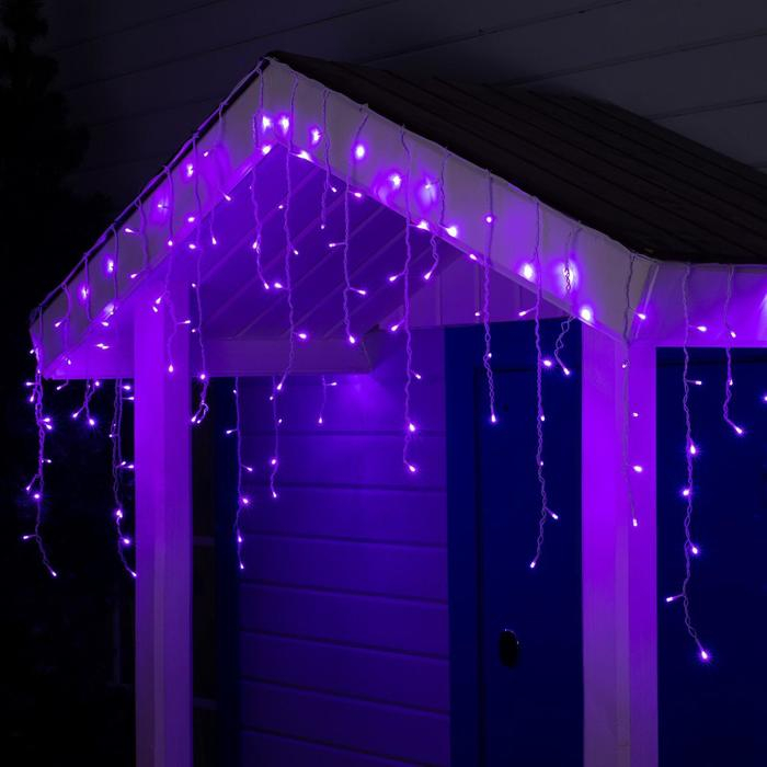 Гирлянда «Бахрома» 4 × 0.6 м, IP44, белая нить, 180 LED, свечение фиолетовое, 8 режимов, 220 В Гирлянда «Бахрома» 4 × 0.6 м, IP44, белая нить, 180 LED, свечение фиолетовое, 8 режимов, 220 В