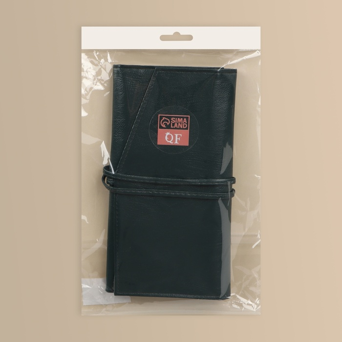 Набор кистей для макияжа &laquo;Lillian&raquo;, 14 предметов, футляр на завязках, цвет зелёный/серый