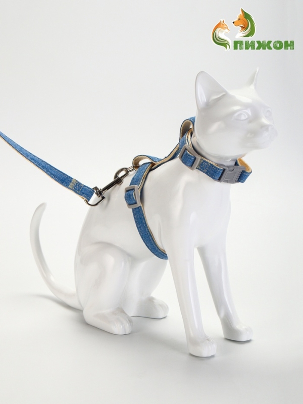 Комплект амуниции "Жаккард", поводок 120 х 1,5 см, синий