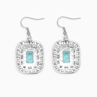 Серьги &laquo;Бирюзовый мир&raquo; прямоугольник, цвет голубой в чернённом серебре