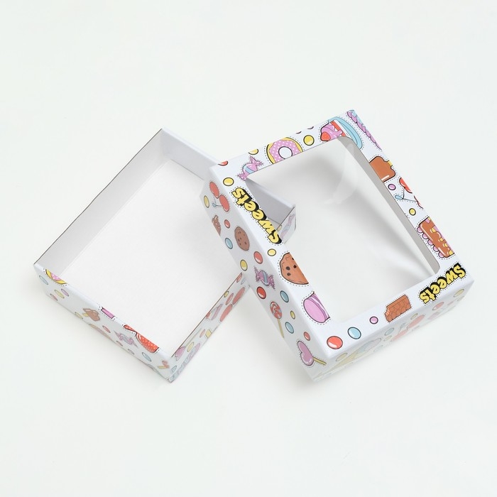 Коробка крышка-дно "SWEET CANDY", с окном, 18 х 15 х 5 см