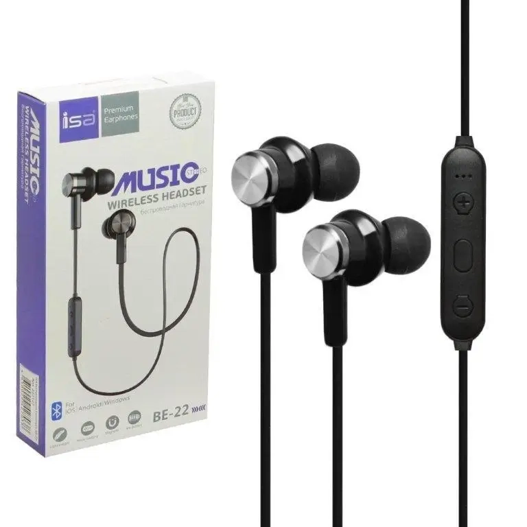 * Наушники Bluetoooth BE-22 ISA черные