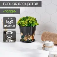 Горшок для цветов Доляна &laquo;Голди&raquo;, 800 мл, цвет чёрный