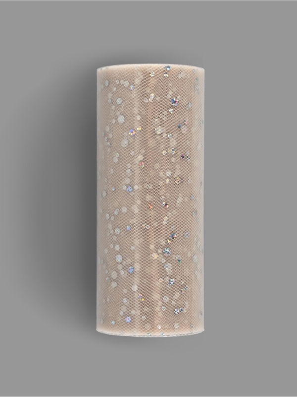 Фатин с блёстками, 15 см, 23 &plusmn; 1 м, 11 &plusmn; 1 г/кв.м, цвет бежевый №37