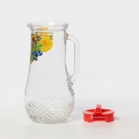 Кувшин стеклянный с крышкой, 1,2 л, рисунок МИКС
