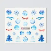 Слайдеры для ногтей &laquo;Зимние украшения&raquo;, голубые, красные