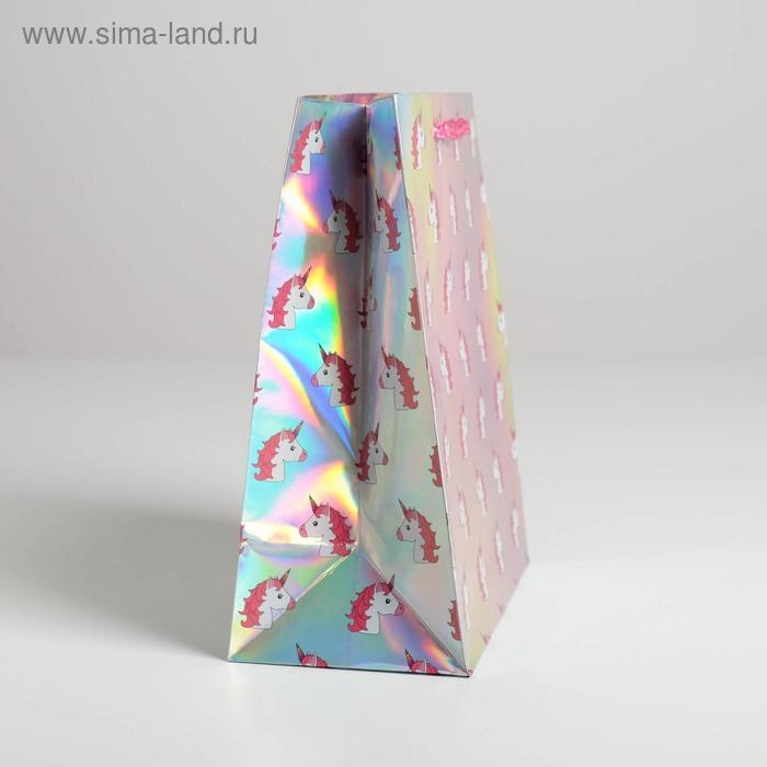 Пакет подарочный голографический, упаковка, &laquo;Единорожки&raquo;, 18 х 23 х 10 см