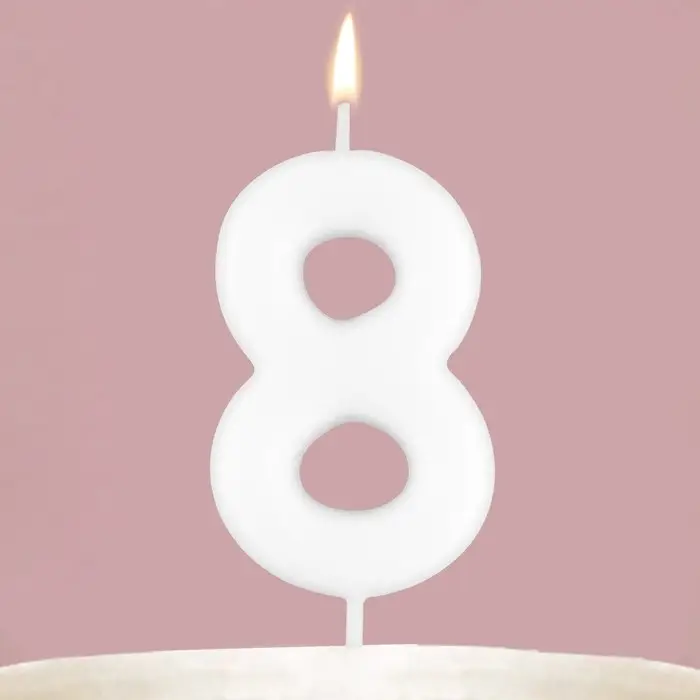 Свеча для торта, цифра &laquo;8&raquo;, светится в темноте, 3,8 х 8 см