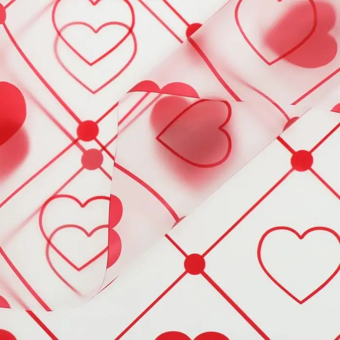 Пленка матовая "Сердца", 58*58 см, красный
