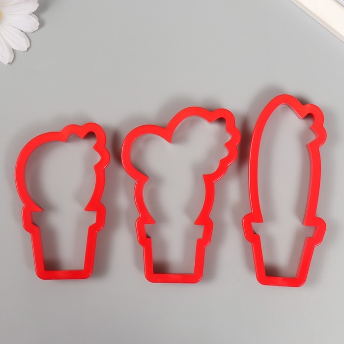 Каттеры для полимерной глины "Кактусы" набор 3 шт 8,8х5,4 см 10,7х4,7 см, 10х6,7 см