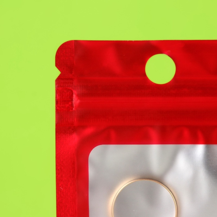 Пакет Зип-лок с окном, с еврослотом, красный, 6 х 10 см набор 20шт  10460415