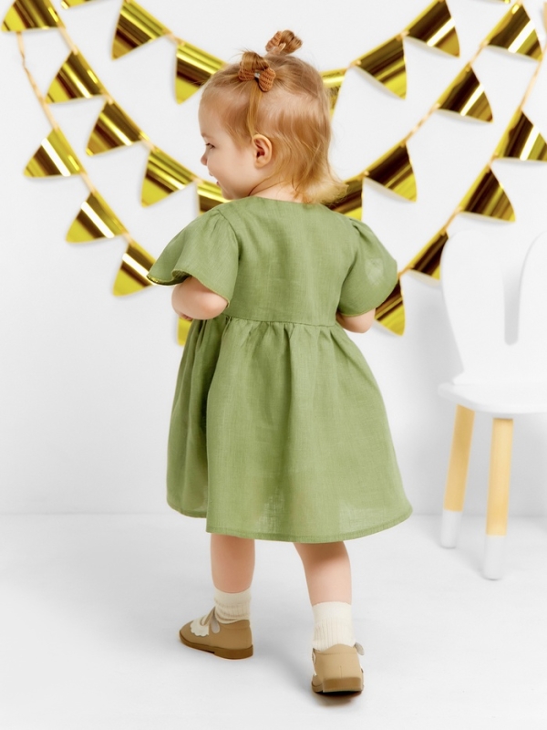 Платье детское Крошка Я Linen, р. 68-74, зеленый