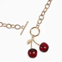 Кулон-цепь крупная "Вишня", цвет красный в золоте 40+удл