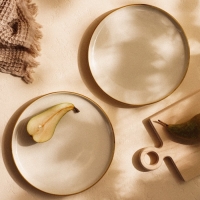 Набор тарелок фарфоровых SL Home &laquo;Леггеро&raquo;, d=25,5 см, цвет бежевый
