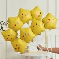 Воздушный шар фольгированный 10" &laquo;Звезда смайл&raquo;, для палочки, МИКС