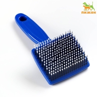 Пуходерка пластиковая мягкая с закругленными зубьями, малая, 6 х 13,5 см, синяя Пуходерка пластиковая мягкая с закругленными зубьями, малая, 6 х 13,5 см, синяя