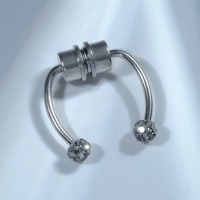 Пирсинг в нос (фейк для септума) со сменными насадками, на магните, L=17 мм, белый в серебре Пирсинг в нос (фейк для септума) со сменными насадками, на магните, L=17 мм, белый в серебре