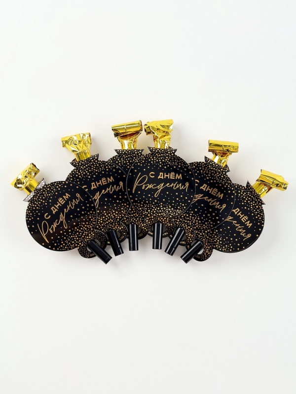 Карнавальный язычок &laquo;С Днем Рождения&raquo;, тиснение, набор 6 шт