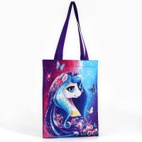 Шопер детский для девочки детская для девочки &laquo;Единорожка&raquo;, 32х25х1 см, без молнии, без подклада, сиреневый