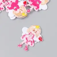 Декор для творчества текстиль вышивка "Ангелочек в розовом платье" 4,5х4 см