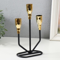 Подсвечник металл на 3 свечи "Голиаф" чёрный с золотом 12,9х5,8х19,3 см