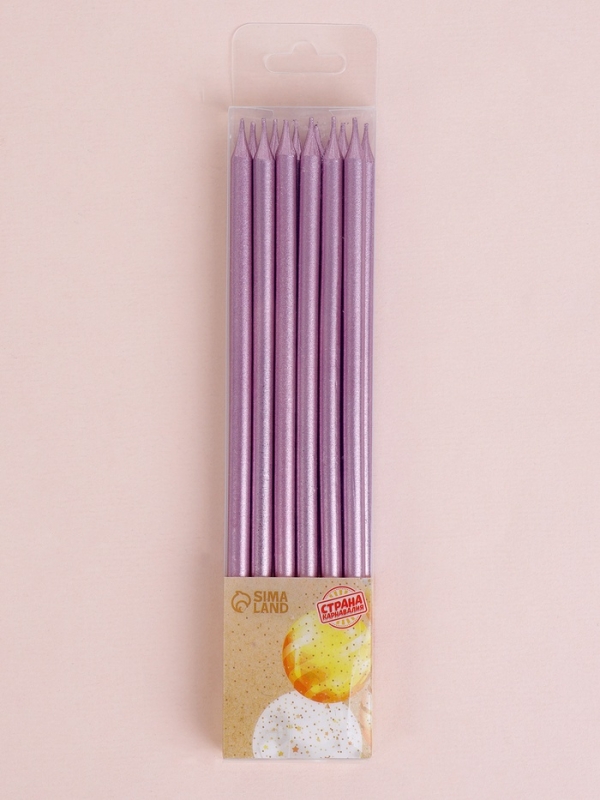 Свечи для торта "Ройс", 12 шт, розовый металлик