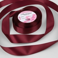 Лента атласная, 25 мм &times; 23 &plusmn; 1 м, цвет спелая вишня