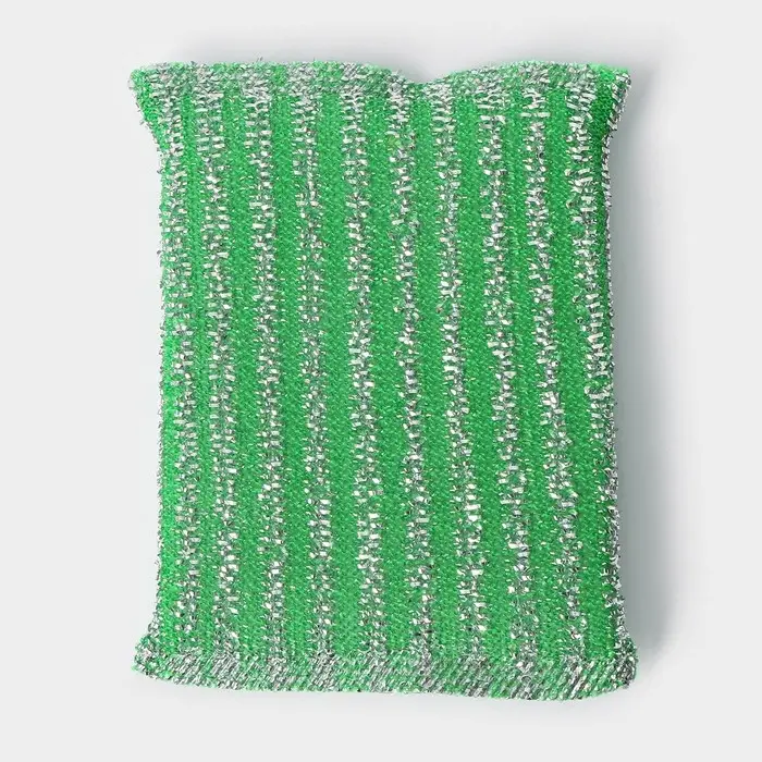 Губка для посуды Доляна, со стальной стружкой, 12&times;9&times;1.5 см, МИКС