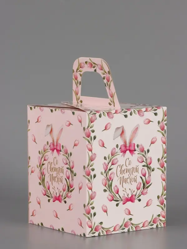 Пасхальная коробочка с окном "Тюльпаны" 15 х 15 х 18 см