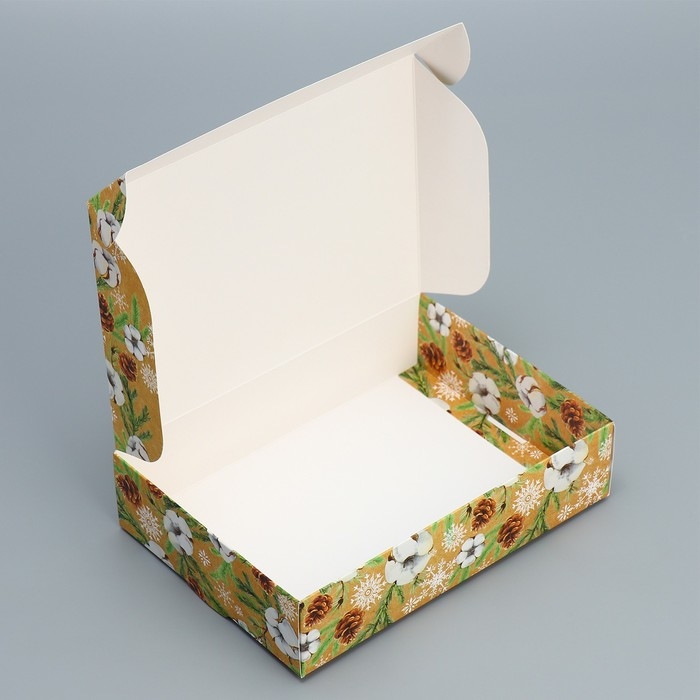 Коробка подарочная новогодняя складная &laquo;Новогодняя ботаника&raquo;, 21 х 15 х 5 см